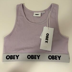 Obey Lilac Ribbed Logo Bralette / Crop Tank